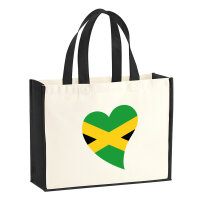 Jutetasche Jamaika Flagge Herz 21 Liter Black