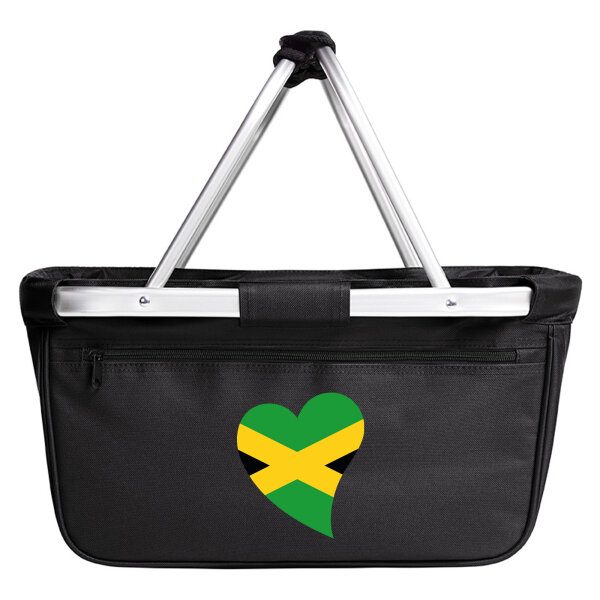 Einkaufskorb faltbar Jamaika Flagge Herz 20 Liter Black