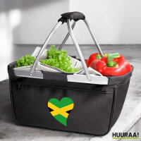 Einkaufskorb faltbar Jamaika Flagge Herz 20 Liter Black