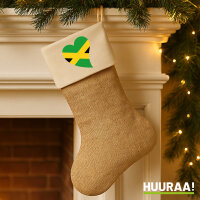Weihnachtsstrumpf Jamaika Flagge Herz Beige Jute