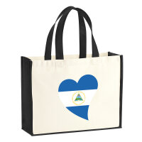 Jutetasche Nicaragua Flagge Herz 21 Liter Black