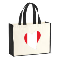 Jutetasche Peru Flagge Herz 21 Liter Black