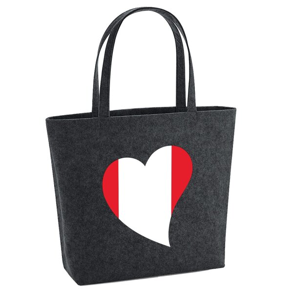 Filzshopper Peru Flagge Herz, 22 Liter