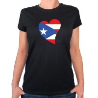 Damen T-Shirt Puerto Rico Flagge Herz