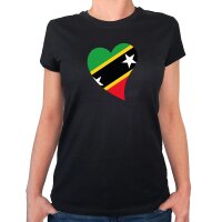 Damen T-Shirt St. Kitts und Nevis Flagge Herz