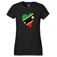 Damen T-Shirt St. Kitts und Nevis Flagge Herz