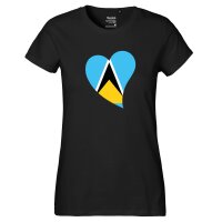 Damen T-Shirt St. Lucia Flagge Herz