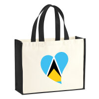 Jutetasche St. Lucia Flagge Herz 21 Liter Black