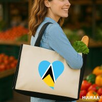 Jutetasche St. Lucia Flagge Herz 21 Liter Black