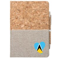 Notizbuch A5 St. Lucia Flagge Herz 80 Blatt inkl....