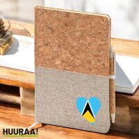 Notizbuch A5 St. Lucia Flagge Herz 80 Blatt inkl....