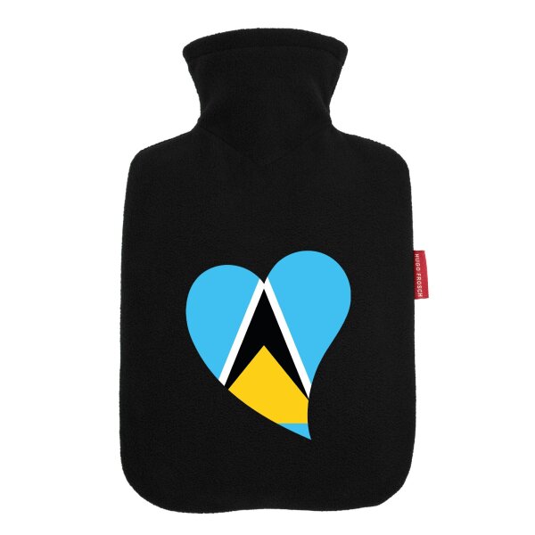 Wärmflasche St. Lucia Flagge Herz