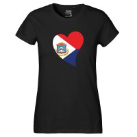 Damen T-Shirt Sint Maarten Flagge Herz