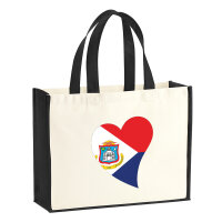 Jutetasche Sint Maarten Flagge Herz 21 Liter Black