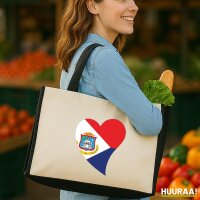 Jutetasche Sint Maarten Flagge Herz 21 Liter Black