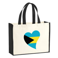 Jutetasche Die Bahamas Flagge Herz 21 Liter Black