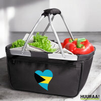 Einkaufskorb faltbar Die Bahamas Flagge Herz 20 Liter Black