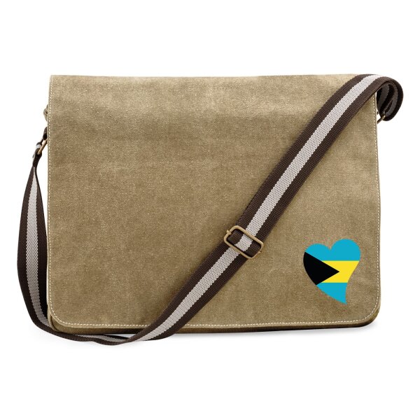 Umhängetasche Die Bahamas Flagge Herz 14 Liter