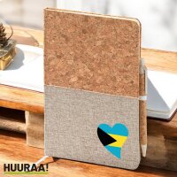 Notizbuch A5 Die Bahamas Flagge Herz 80 Blatt inkl....