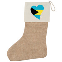 Weihnachtsstrumpf Die Bahamas Flagge Herz Beige Jute