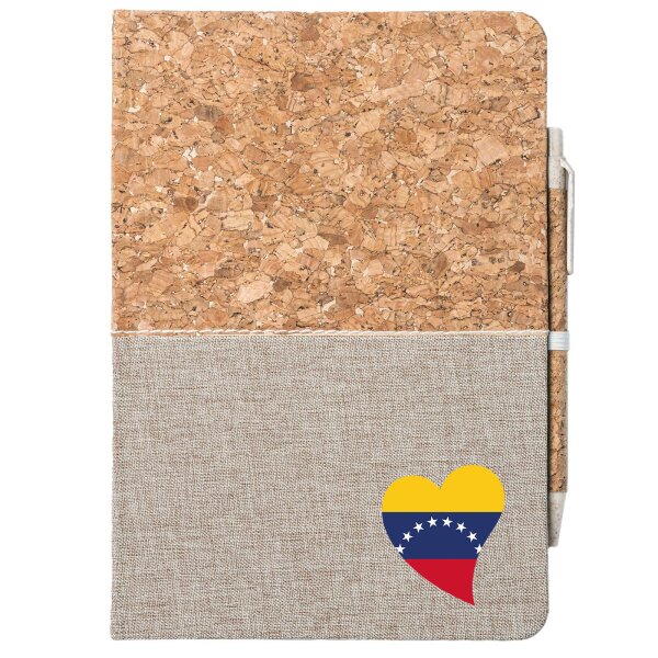 Notizbuch A5 Venezuela Flagge Herz 80 Blatt inkl. Kugelschreiber