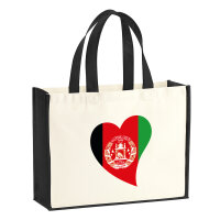 Jutetasche Afghanistan Flagge Herz 21 Liter Black