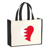 Jutetasche Bahrain Flagge Herz 21 Liter Black