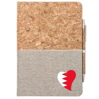 Notizbuch A5 Bahrain Flagge Herz 80 Blatt inkl....