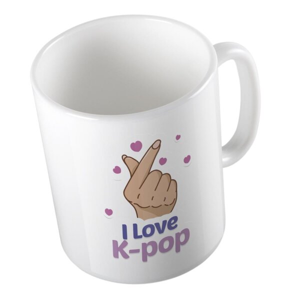 Kaffeetasse I love K-POP Finger Heart Fingerherz Weiß 330ml