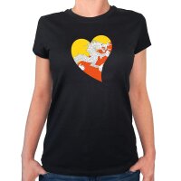 Damen T-Shirt Bhutan Flagge Herz