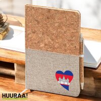 Notizbuch A5 Kambodscha Flagge Herz 80 Blatt inkl....
