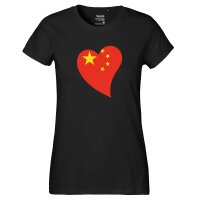 Damen T-Shirt China Flagge Herz