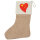 Weihnachtsstrumpf China Flagge Herz Beige Jute