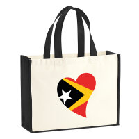 Jutetasche Osttimor Flagge Herz 21 Liter Black