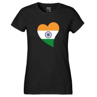 Damen T-Shirt Indien Flagge Herz
