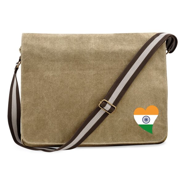 Umhängetasche Indien Flagge Herz 14 Liter