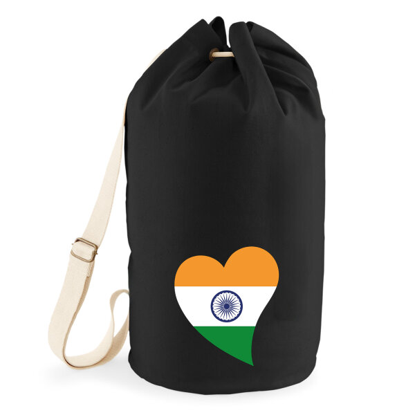 Seesack Indien Flagge Herz 20 Liter Black