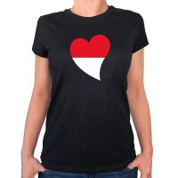 Damen T-Shirt Indonesien Flagge Herz