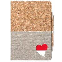 Notizbuch A5 Indonesien Flagge Herz 80 Blatt inkl....