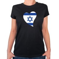 Damen T-Shirt Israel Flagge Herz