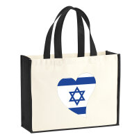 Jutetasche Israel Flagge Herz 21 Liter Black