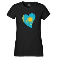 Damen T-Shirt Kasachstan Flagge Herz