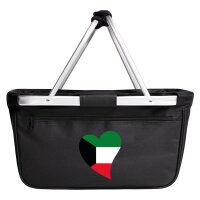 Einkaufskorb faltbar Kuwait Flagge Herz 20 Liter Black