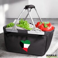 Einkaufskorb faltbar Kuwait Flagge Herz 20 Liter Black