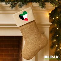 Weihnachtsstrumpf Kuwait Flagge Herz Beige Jute