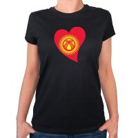 Damen T-Shirt Kirgisistan Flagge Herz