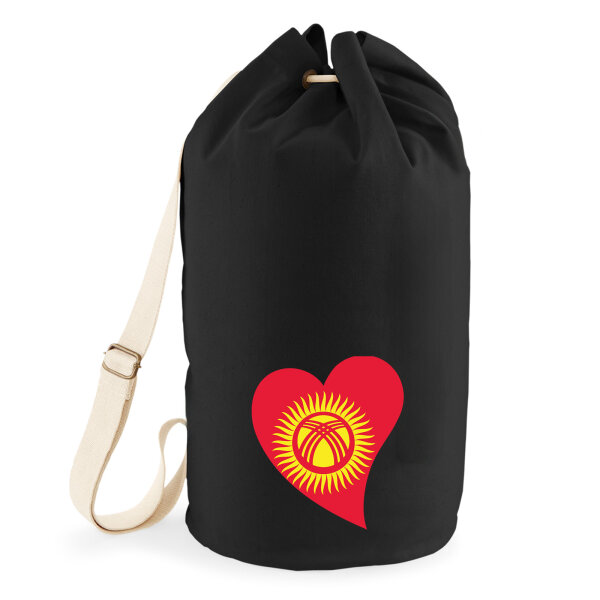 Seesack Kirgisistan Flagge Herz 20 Liter Black