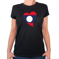 Damen T-Shirt Laos Flagge Herz