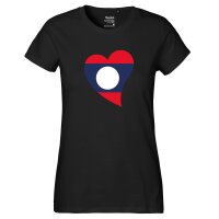 Damen T-Shirt Laos Flagge Herz
