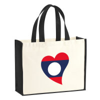 Jutetasche Laos Flagge Herz 21 Liter Black